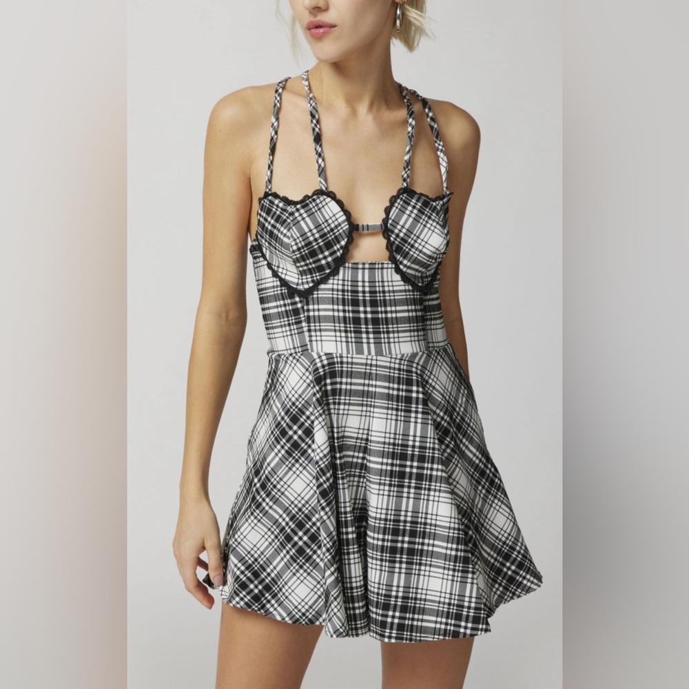 Urban Outfitters Plaid Heart Romper